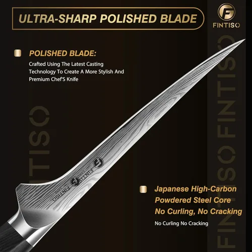 Vista 3 de FINTISO Cuchillo de filete de 7 pulgadas, cuchillo japonés súper afilado