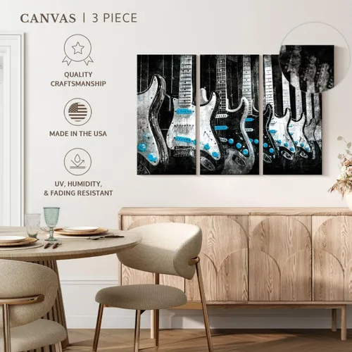 Vista 123 de Elephant Stock BW - Reproductor de discos de vinilo para pared, lienzo horizontal, decoración de pared de sala de estar de 3 piezas, impresión