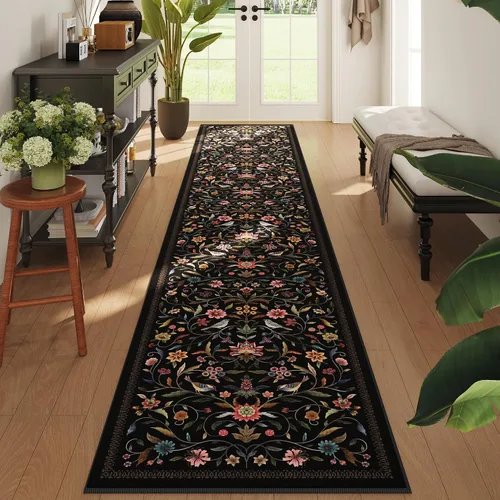 Vista 43 de Alfombra de entrada vintage con medallón floral de 2 x 3 pulgadas, lavable a máquina, alfombra de entrada de pelo bajo, suave, pequeña, alfombra