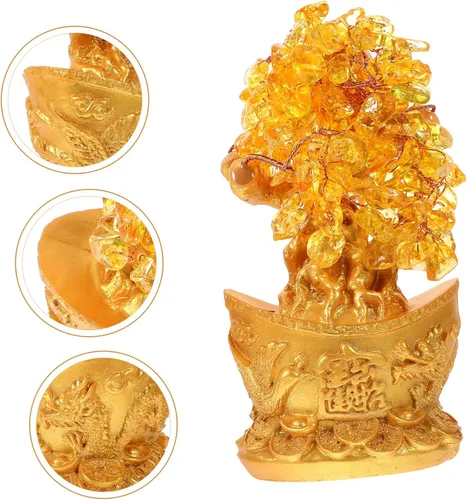 Vista 6 de LIFKOME Estatua única del árbol de la suerte del árbol del dinero del arte del cristal del adorno de la suerte para el regalo de la decoración china