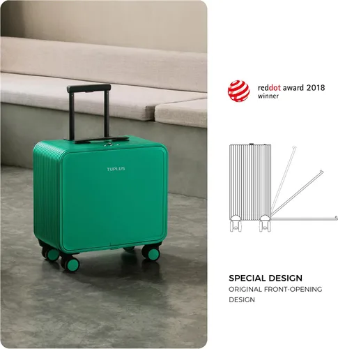 Vista 3 de TUPLUS QUICK Maleta rígida de aluminio con ruedas dobles giratorias, equipaje de mano de 16 pulgadas, silencioso, maleta con bloqueo TSA, Verde