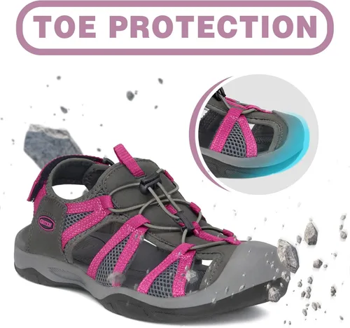 Vista 3 de GRITION Women's Closed Toe Trekking Sandals, Waterproof Hiking Sandals, Comfort Breathable Outdoor Summer Flat, Adjustable Wear-Resistant Sports