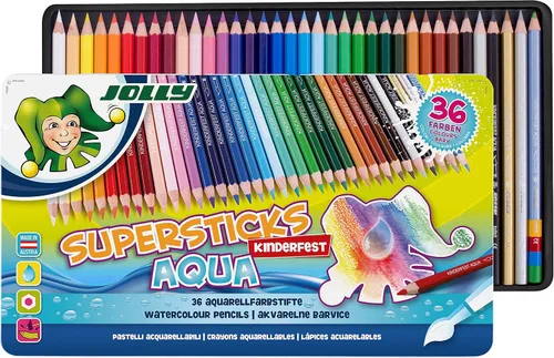 Vista 5 de Jolly Supersticks - Lápices de acuarela europeos de alta calidad con estuche de transporte de lata; juego de 24 Agua