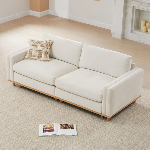 Vista 16 de CHITA 118" Sofá Modular Seccional Convertible de Lujo Super Grande en Forma de L, Sofá Moderno Relleno de Plumón Certificado FSC, Sofá de Nube