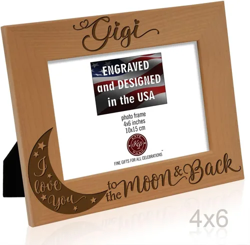Vista 5 de KATE POSH GIGI, I Love you to the Moon and Back, marco de fotos de madera natural grabado, regalos del día de los abuelos, regalos de abuela, abuela