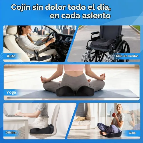 Vista 7 de Niceeday Cojín de asiento para oficina, automóvil y silla de ruedas, espuma viscoelástica de alta calidad con diseño ergonómico en forma de U