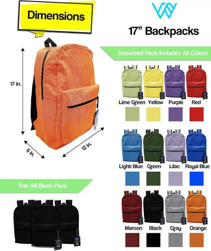 Vista 2 de Paquete de 48 mochilas, bolsas de viaje al aire libre de 17 pulgadas con cremallera, paquete a granel para eventos escolares, niños y adultos