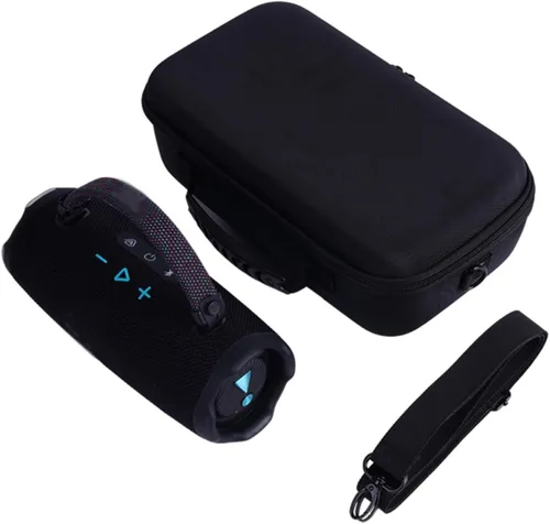 Vista 5 de Funda de transporte para JBL Charge 6 con altavoz Bluetooth, bolsa de almacenamiento portátil con correa para el hombro (todo negro)
