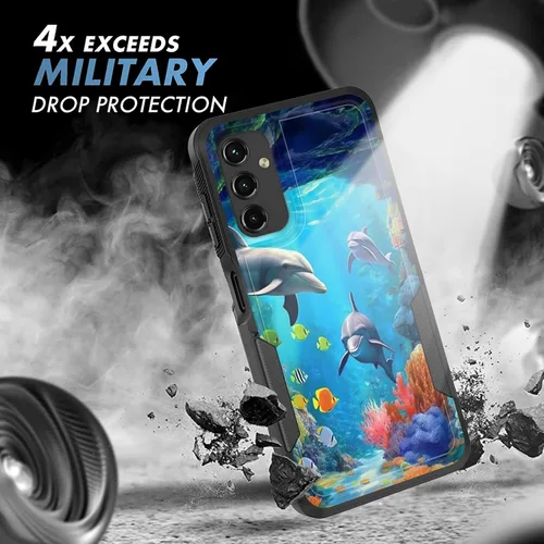 Vista 373 de Funda para Galaxy A14 5G, resistente de doble capa híbrida de policarbonato duro, goma suave, a prueba de golpes, funda protectora resistente