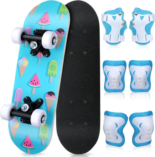 Vista 24 de Honoson Juego de 7 piezas de rodilleras, coderas y muñequeras para patinetas para principiantes y niños pequeños
