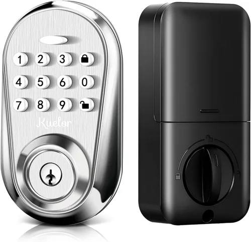 Vista 8 de Cerradura de puerta de entrada sin llave, cerradura inteligente con teclado para puerta delantera, código de teclado electrónico con bloqueo