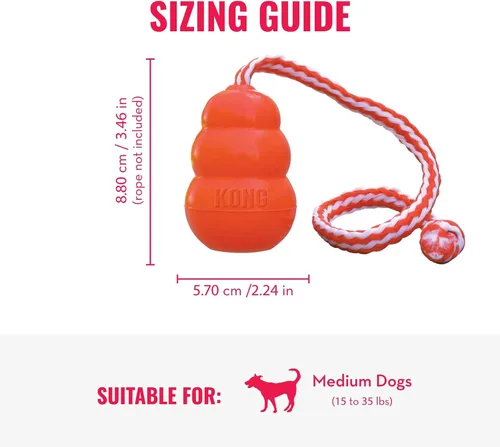 Vista 3 de KONG - Aqua - Juguete flotante para jugar en el agua - para perros medianos Floating KONG Natural Rubber Water Toy with Foam Interior & Rope for