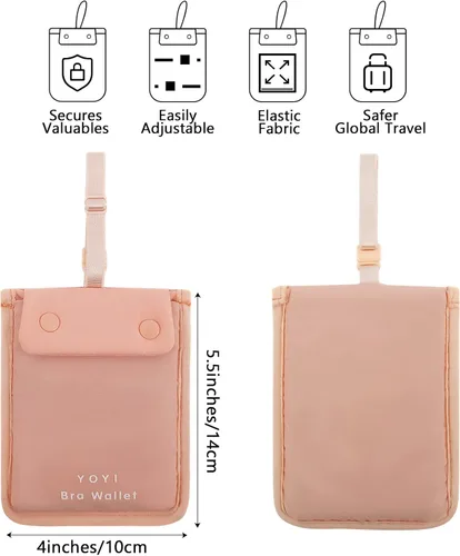 Vista 2 de YOYI YOYI Cartera con sujetador de viaje oculto, Rosa, Básico