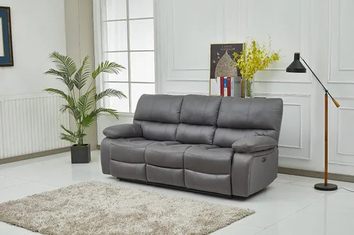 Vista 4 de Betsy Furniture Juego de sofá reclinable eléctrico de microfibra para sala de estar, 8007 (gris, sofá eléctrico+sofá biplaza)