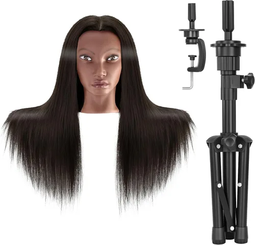 Vista 11 de Cabeza de maniquí de 16" con cabello para entrenamiento de peluquería y peinado