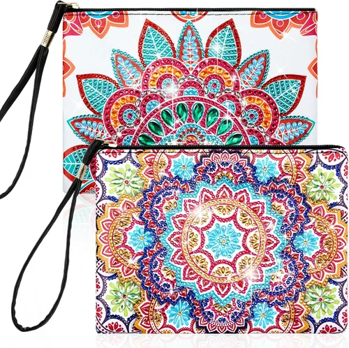Vista 8 de Geyoga 2 Piezas Monederos de Pintura de Diamantes DIY 5D Pintura de Diamantes DIY Bolso de Mano Arte de Diamantes Bolso de Muñeca Clutch