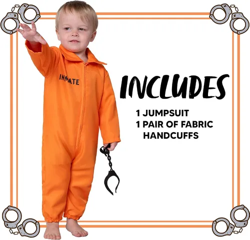 Vista 5 de Spooktacular Creations Traje de uniforme de prisión naranja moderno bebé