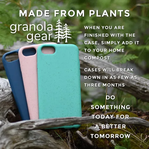 Vista 3 de Eco by GranolaGear - Funda ecológica para iPhone 6/6s/7/8/SE - Biodegradable, compostable, sin plástico, hecha de plantas - Piedra negra