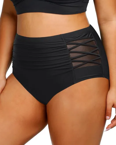 Vista 3 de Daci Pantalones cortos de bikini para mujer, traje de baño de cintura alta, control de barriga, traje de baño retro