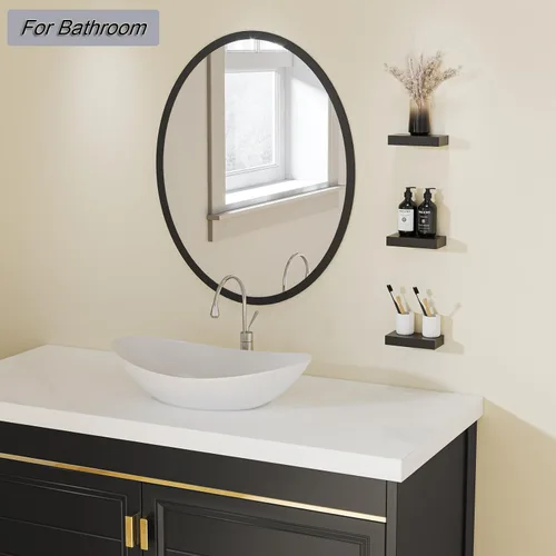 Vista 2 de HAO - Estante flotante pequeño de 6 pulgadas para colgar en la pared, para sala de estar, dormitorio, baño, juego de 3 unidades, color negro