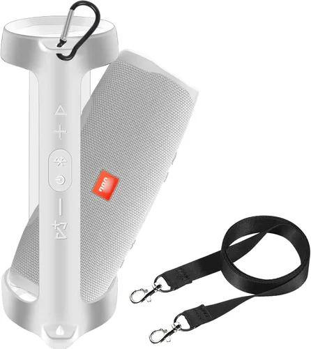 Vista 4 de Funda de silicona para JBL Charge 4, portátil, impermeable, inalámbrico, Bluetooth, piel suave, funda de transporte de goma impermeable con correa