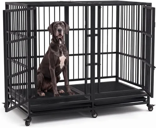 Vista 8 de BOLDBONE - Mueble de jaula para perros de 38 pulgadas, resistente para perros grandes, jaula de madera a prueba de fugas y mordeduras para perros