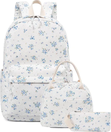 Vista 10 de Bluboon - Mochila escolar para niñas y mujeres para uso diario y de estilo informal, para portátil de 15 pulgadas, con bolsa para almuerzo y bolsa