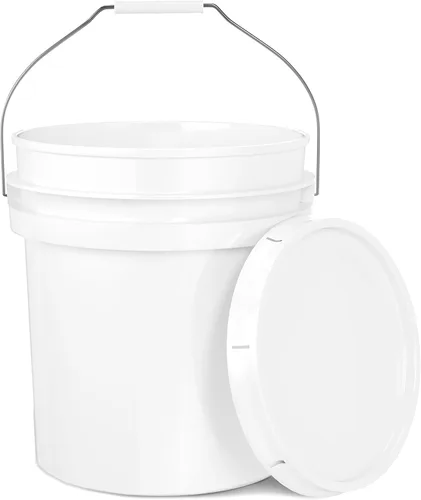Vista 10 de EconoHome Cubo de plástico redondo de grado alimentario de 1 galón - Recipientes de almacenamiento de alimentos tipo deli con tapas ideales