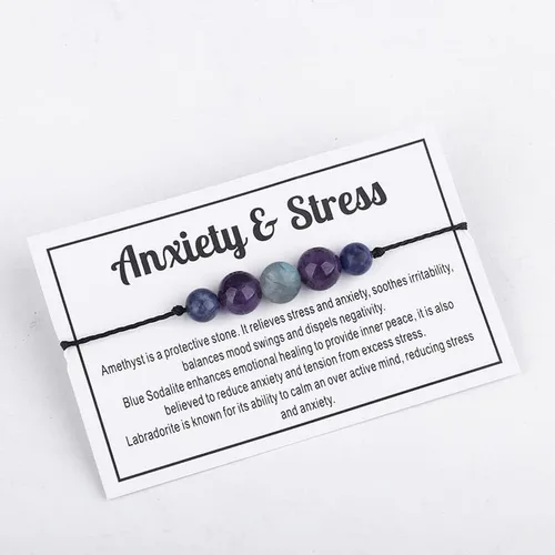 Vista 2 de Caiyao Pulsera de cristal curativo para mujeres y hombres, pulsera de cuentas de cristal curativo con ojo de tigre, amatista de 7 chakras, pulsera
