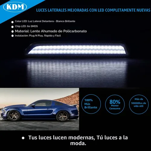 Vista 2 de KDM Luz LED para parachoques delantero y trasero para Ford Mustang 2010 Lente ahumada-Blanco