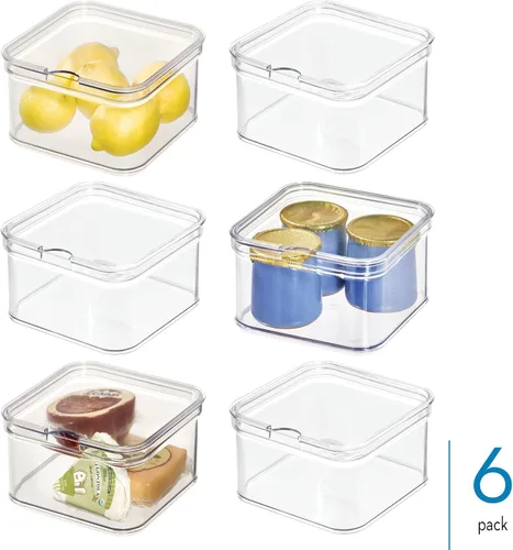 Vista 2 de iDesign Stackable Fridge Organizer Bins with Lids for Fresh Produce - Set of 6 - Clear