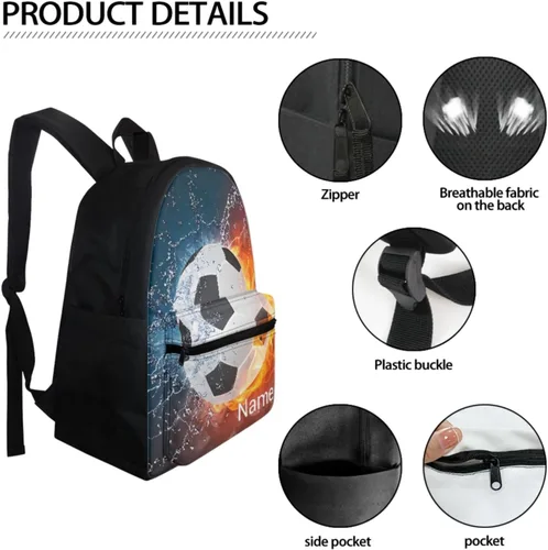 Vista 236 de FOR U DESIGNS Fuego baloncesto impreso niños escuela mochilas viaje mochila libro bolsa