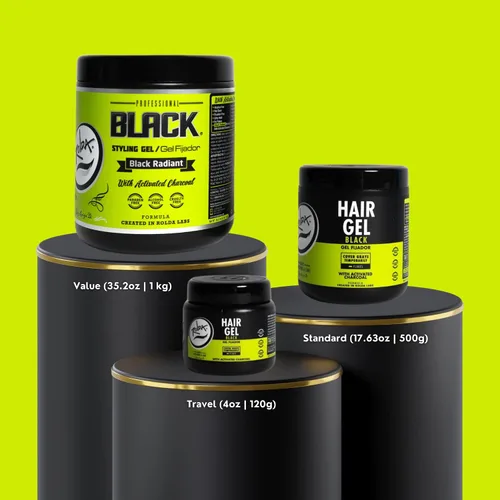 Vista 3 de Gel para el cabello negro Rolda para hombres - Gel de peinado de sujeción media con carbón activado para aspecto húmedo - Cubre las canas y realza