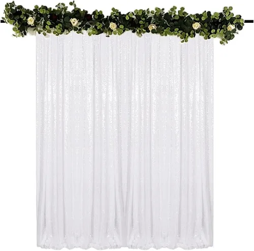 Vista 17 de Cortinas de Fondo de Lentejuelas Negras Cortinas Brillantes con Purpurina 2FTx8FT 2 Paneles para Decoraciones de Bodas Fiestas de Cumpleaños