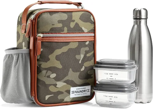 Vista 14 de Fit & Fresh Thayer - Bolsa de almuerzo aislada con 2 recipientes de alimentos, lonchera reutilizable, mini bolsa enfriadora, perfecta