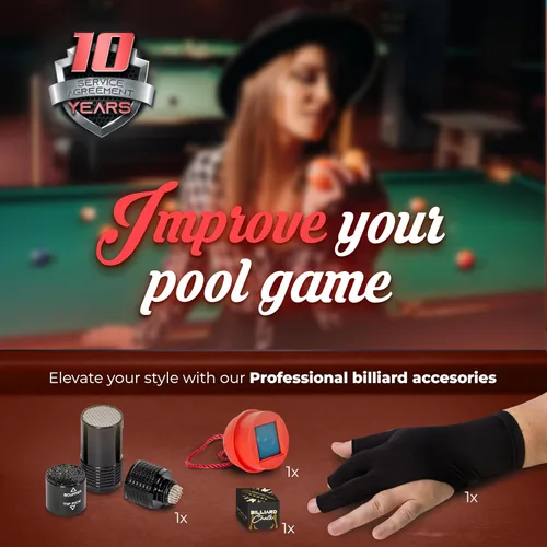 Vista 3 de IgnatGames Taco de billar profesional de arce canadiense de 58 pulgadas con eje de desviación bajo + estuche rígido, herramienta de punta de palo