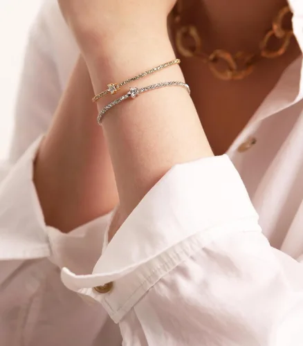 Vista 43 de OZEL - Pulseras para mujer, chapados en oro real de 18 quilates, pulseras de oro de cristal colorido para regalos
