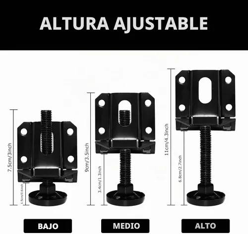 Vista 5 de LOSCHEN 16 pies de nivelación ajustables resistentes para muebles, tuercas hexagonales con bloqueo de patas de muebles, para mesa, armarios, banco
