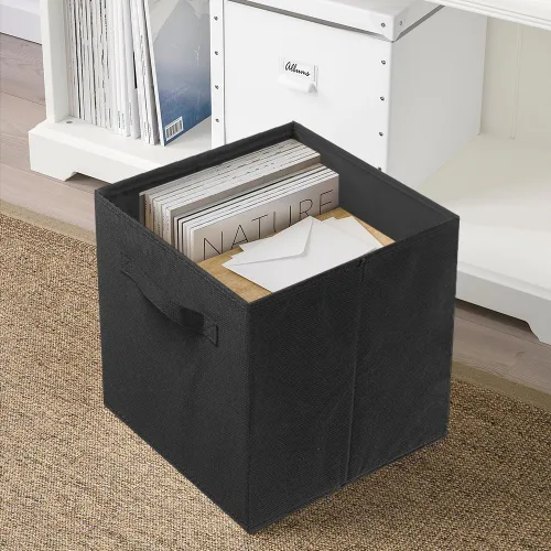Vista 2 de PowerKing Cubos de almacenamiento plegables con asas, contenedores plegables de tela para estantes de armario, contenedores de almacenamiento