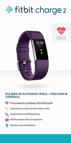Vista 6 de Fitbit Charge 2 - Pulsera de ritmo cardíaco + fitness, ciruela, pequeña (versión para EE.UU.)