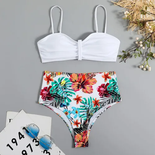 Vista 4 de JUNGE Bikini Set for Women Printed Bikinis Swimsuit Sexy Push Up Two Pieces Beach Bathing Suit Swimwear Mid Rise Bottom