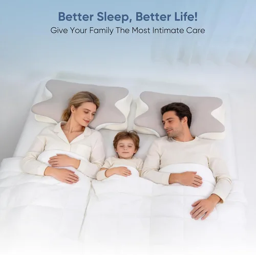 Vista 6 de Almohada cervical para el cuello para aliviar el dolor, almohada ergonómica de espuma viscoelástica para dormir de lado, almohadas ortopédicas