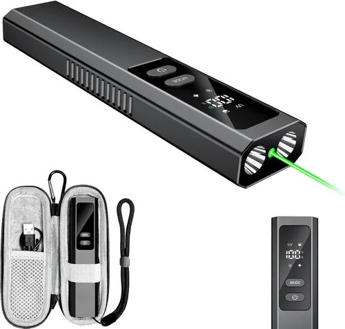 Vista 9 de 5-en-1 EDC linterna plana 1000LM, puntero verde UV luz roja estroboscópica