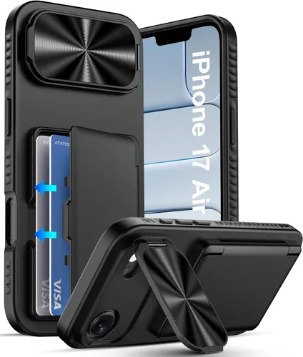 Vista 52 de ATATOO Funda Cartera para iPhone Air, Portador de Tarjetas Integrado (3-5 Tarjetas) [Bloqueo RFID] y Cubierta Deslizante para Cámara, Protección
