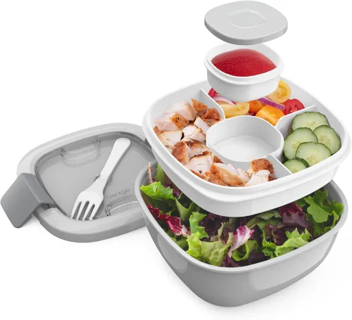 Vista 10 de Contenedor de almuerzo, ecológico y sin BPA de Bentgo Salad para ensaladas y otros aperitivos para llevar, Azul Recipiente para aderezo a prueba