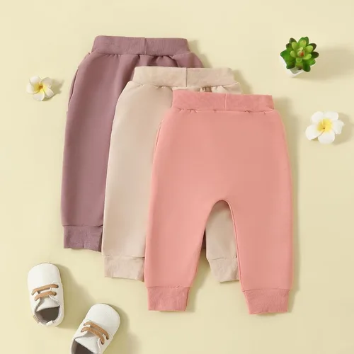 Vista 3 de Shejingb Paquete de 3 pantalones deportivos básicos lisos y suaves de algodón de color liso, pantalones de algodón para otoño e invierno