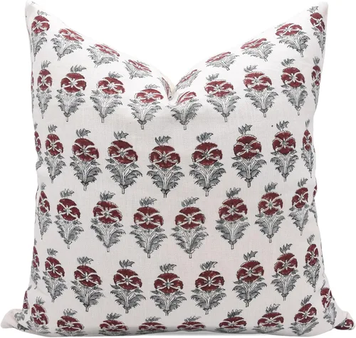Vista 16 de Fundas de almohada hechas a mano con estampado de bloques de 14 x 14 pulgadas, tela de lona de pato, decoración para sofá, cama, interior, exterior
