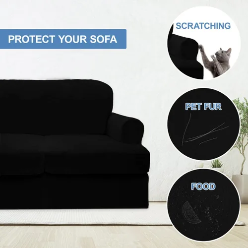 Vista 4 de CUCRAF Funda para sofá con cojines de 3 piezas, fundas deslizantes de terciopelo suave y grueso para sofá de la sala de estar, protector de muebles