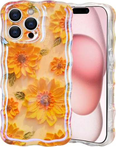 Vista 19 de IDweel Funda para iPhone 11, Lujosa Pintura al Óleo Retro Colorida con Patrón de Flores Brillantes Impresas, Lindo Borde Ondulado Rizado, Exquisita