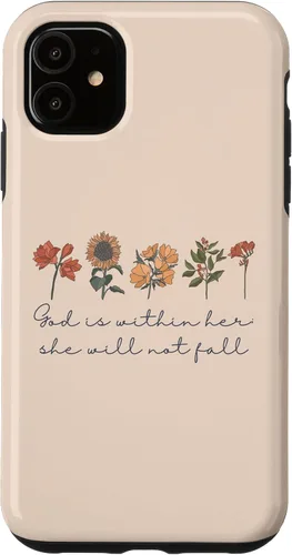 Vista 8 de God is Within Her She Will Not Fall Psalms 46:5 Boho Flowers Case for iPhone 17